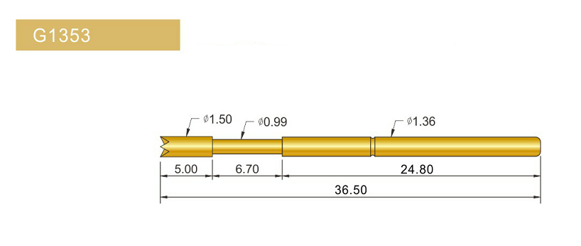 G1353-Q探針、四爪頭探針、1.36mm測試針、總長36.5mm、彈簧針圖片、測試針圖片、頂針圖片、探針圖片