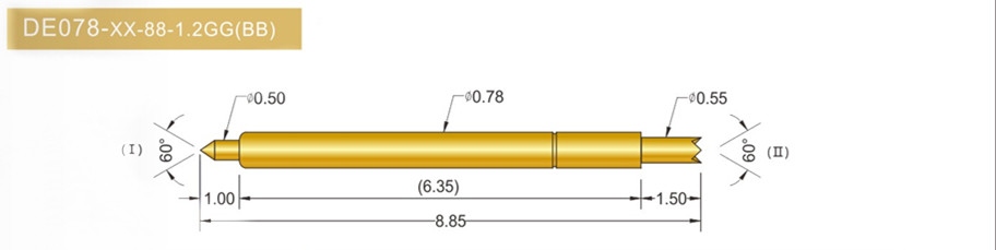 078雙頭探針尺寸、BGA雙頭頂針、雙向可動探針、帶彈簧頂針、測試探針
